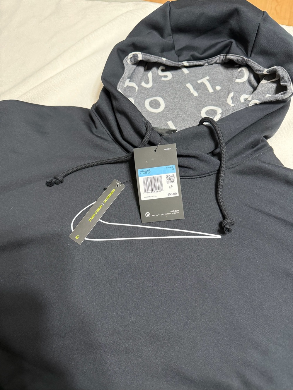 Nike Black Pullover Hoodie with White Swoosh